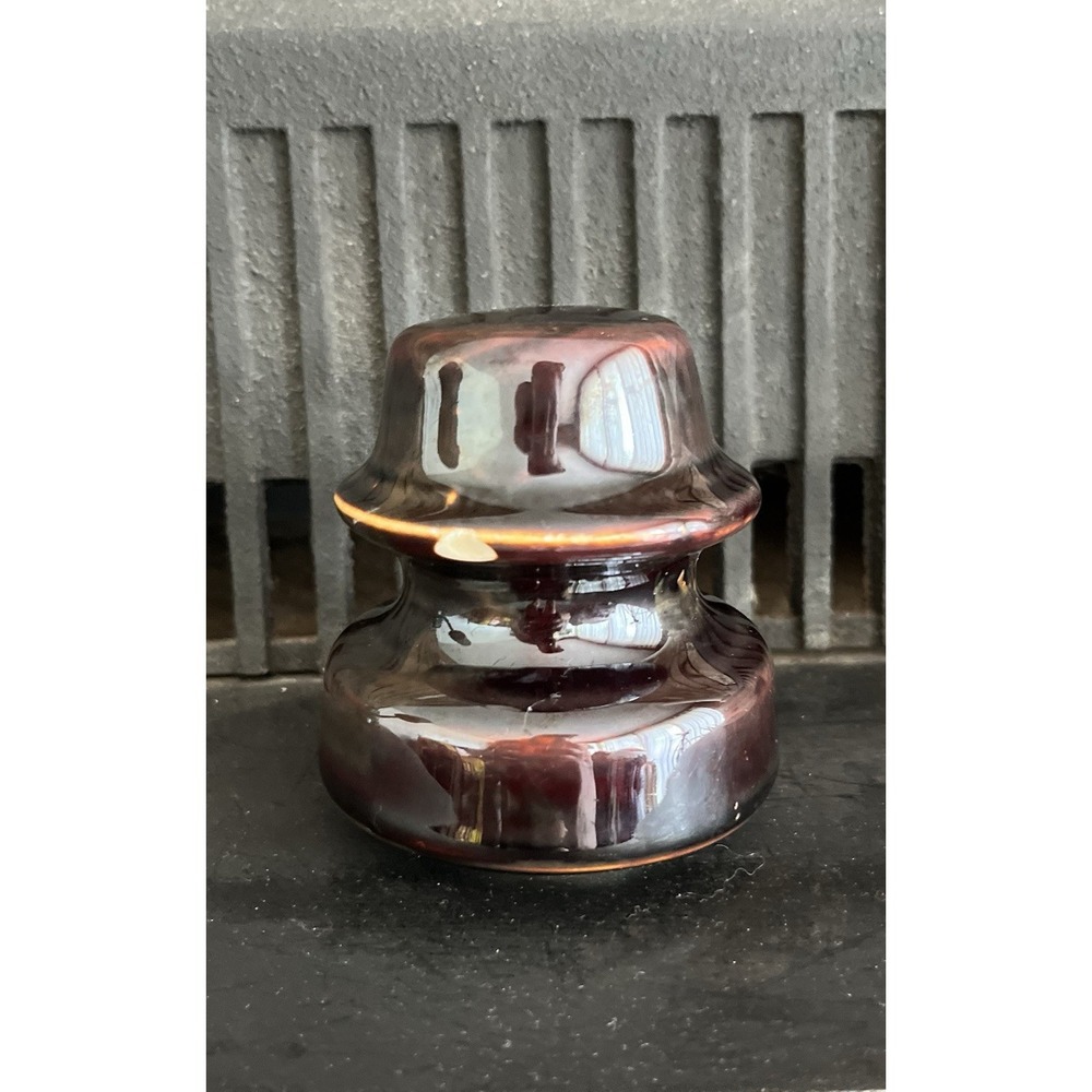 Vintage Ceramic Insulator Brown Glazed Electrical Midcentury Telephone Pole